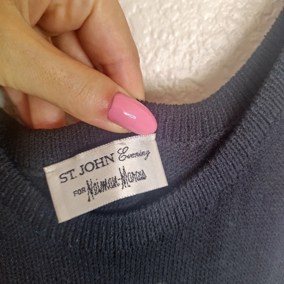 St. John evening Santana knit sleeveless elastic waist pencil dress sz 2 - Picture 4 of 9